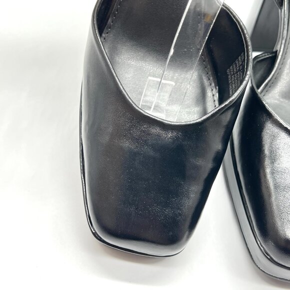 Faryl By Farylrobin Womens Size 11 Black‎ Vegan Leather Block Heels Pumps Shoes - Picture 6 of 15